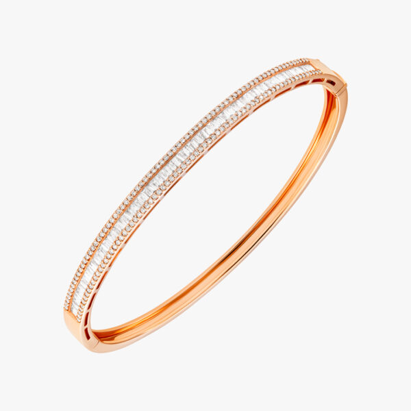 “Her Soul Is Royal” Rose Gold Bangle with Baguette Diamonds