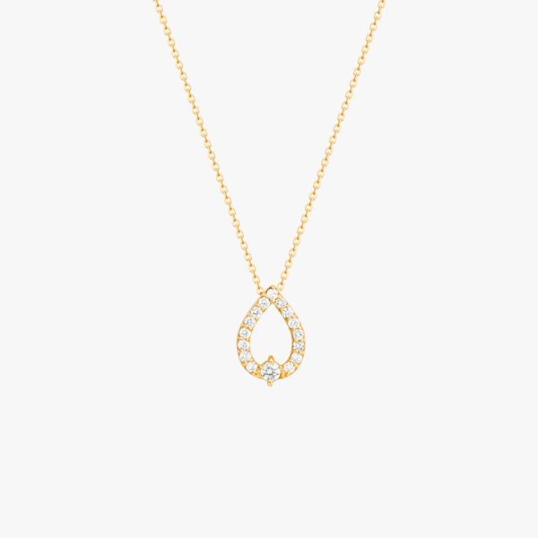 "She's Classy and Chic" Tear drop necklace yellow gold with diamonds