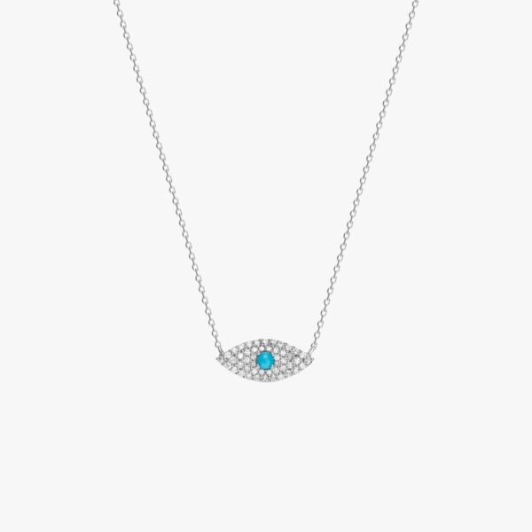 “Her Soul Is Royal” Evil Eye Necklace with Diamonds and Turquoise