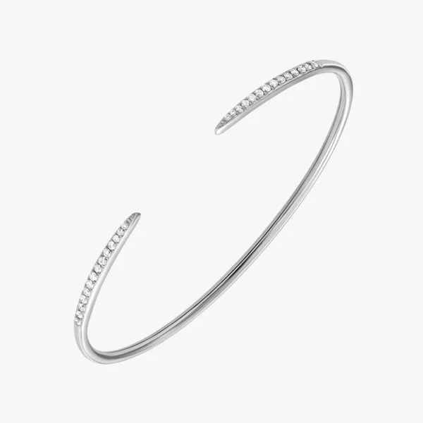 "She's Classy and Chic" White Gold Claw Diamond Bangle