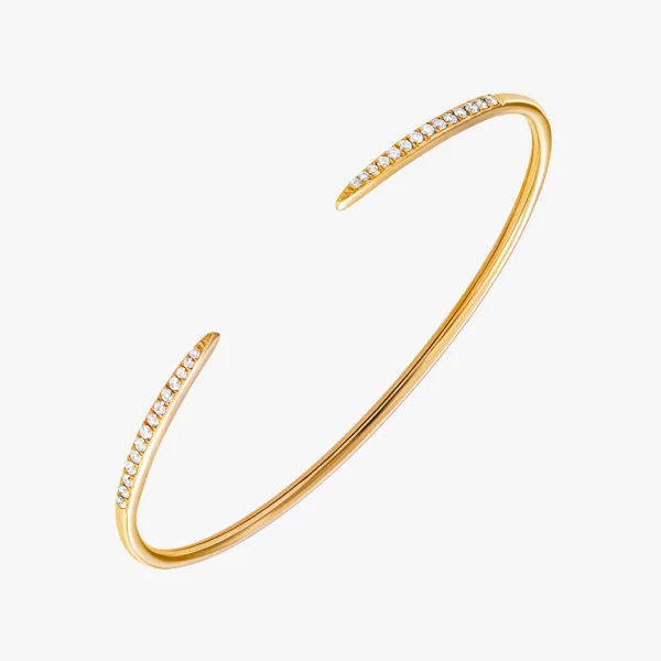 "She's Classy and Chic" Yellow Gold Claw Diamond Bangle