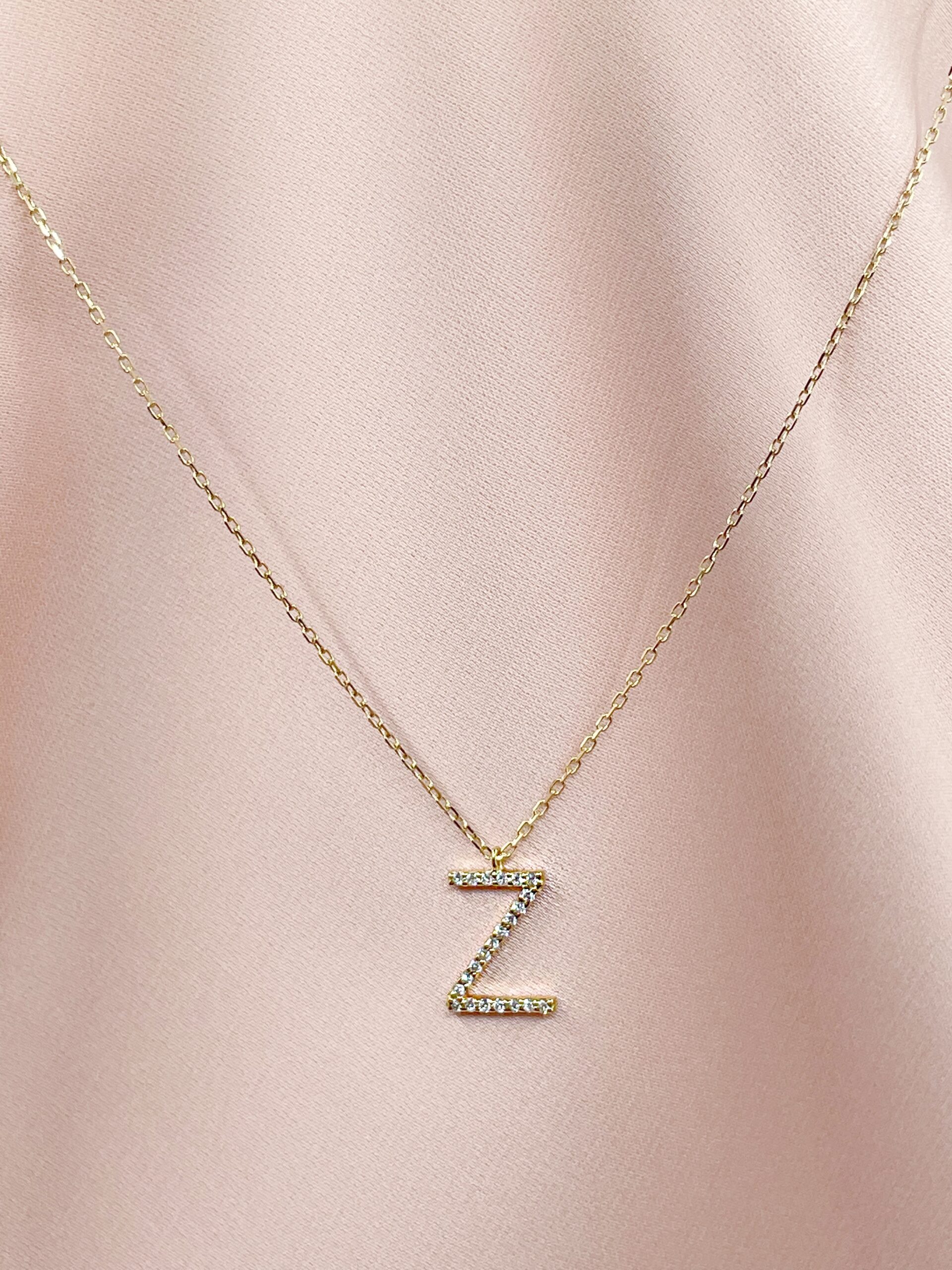 Initial Necklace Letter Z Ella Rose Jewels