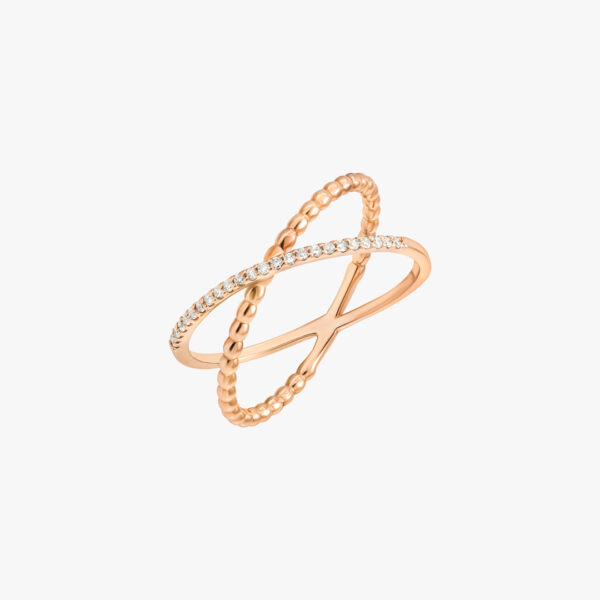 "She's Classy and Chic" Rose Gold Diamond Crossed Line Ring